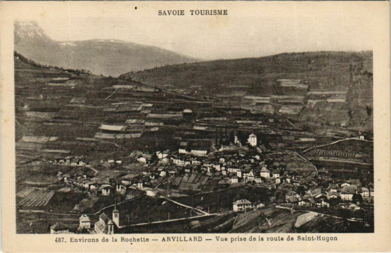 Carte postale ancienne Arvillard Vue prise de la Route de Saint-Hugon à Arvillard