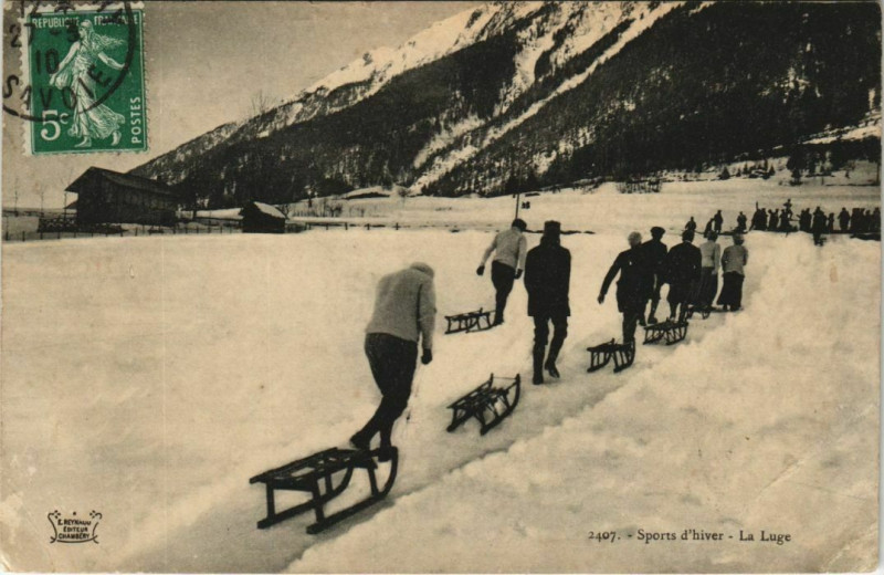 Carte postale ancienne Sports d'Hiver - La Luge