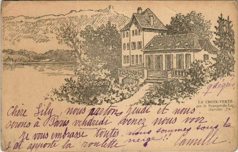 Carte postale ancienne Le Bourget-du-Lac La Croix-Verte par le Bourget-du-Lac au Bourget-du-Lac