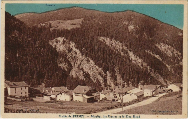 Carte postale ancienne Vallee de Peisey - Moulin - Les Esserts et le Dos Rond