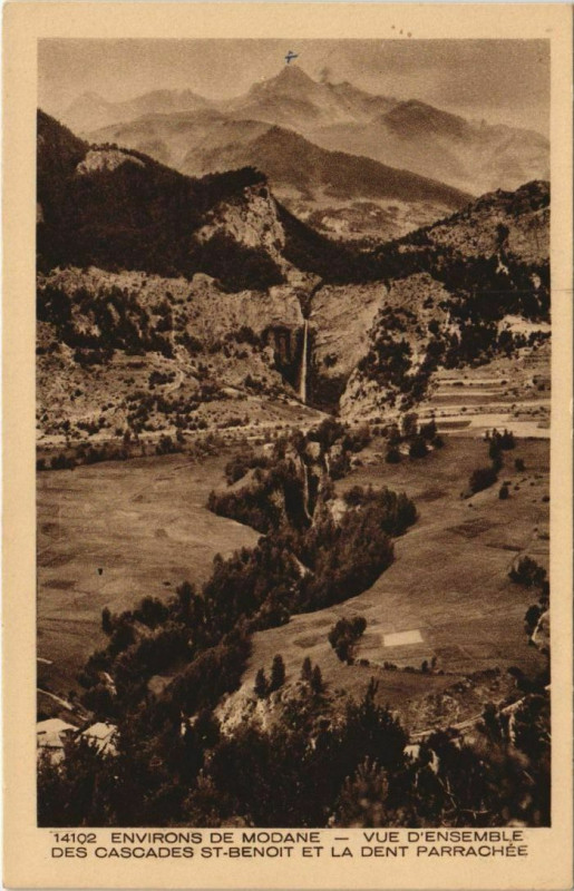 Carte postale ancienne Modane Environs - Vue d'Ensemble des Cascades de Saint-Benoit à Modane