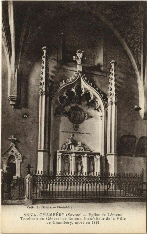 Carte postale ancienne Chambery Eglise de Lemenc - Tombeau du General de Boigne