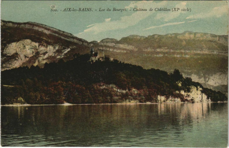 Carte postale ancienne Aix-les-Bains Lac du Bourget - Chateau de Chatillon à Aix-les-Bains