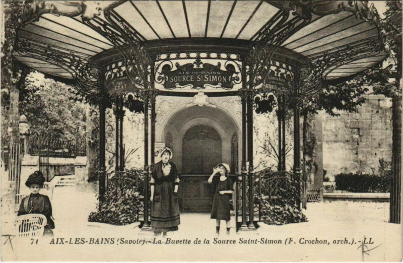 Carte postale ancienne Aix-les-Bains La Buvette de la Source Saint-Simon à Aix-les-Bains