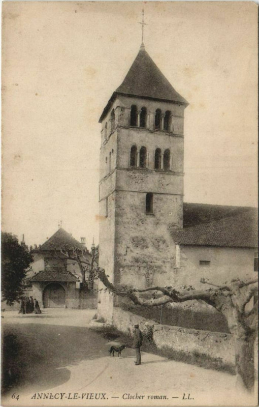 Carte postale ancienne Annecy-le-Vieux Clocher Roman