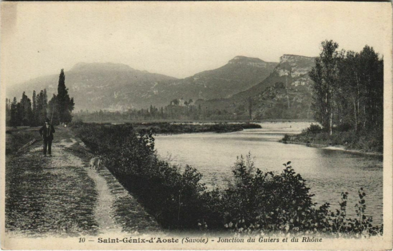 Carte postale ancienne Saint-Genix-d'Aoste Jonction du Guiers et du Rhone