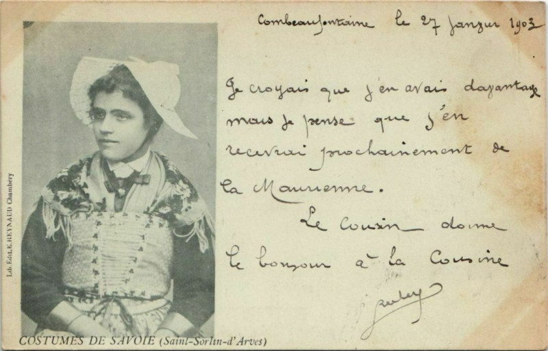 Carte postale ancienne Saint-Sorlin-d'Arves Costume - Femme - Type à Saint-Sorlin-d'Arves