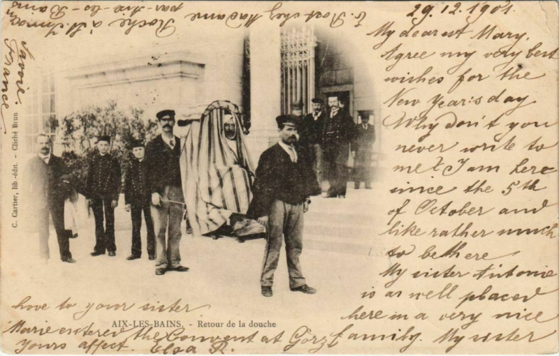 Carte postale ancienne Aix-les-Bains Retour de la Douche à Aix-les-Bains