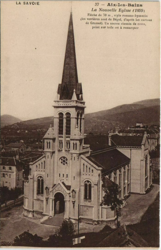 Carte postale ancienne Aix-les-Bains La Nouvelle Eglise à Aix-les-Bains