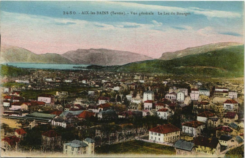 Carte postale ancienne Aix-les-Bains Vue Generale - Le Lac du Bourget à Aix-les-Bains