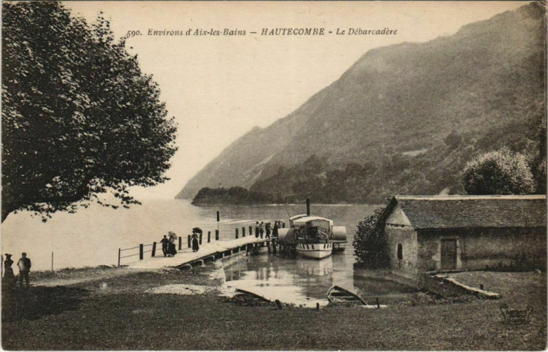 Carte postale ancienne Aix-les-Bains Environs - Hautecombe - Le Debarcadere à Aix-les-Bains