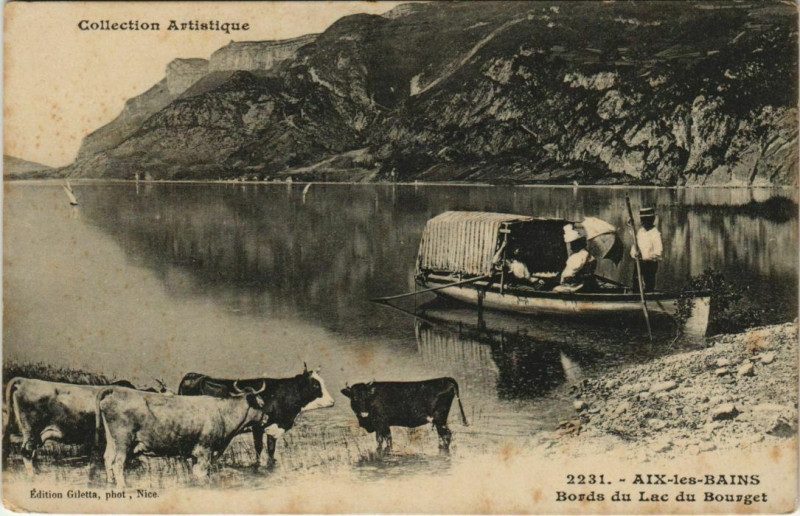 Carte postale ancienne Aix-les-Bains Bords du Lac du Bourget à Aix-les-Bains