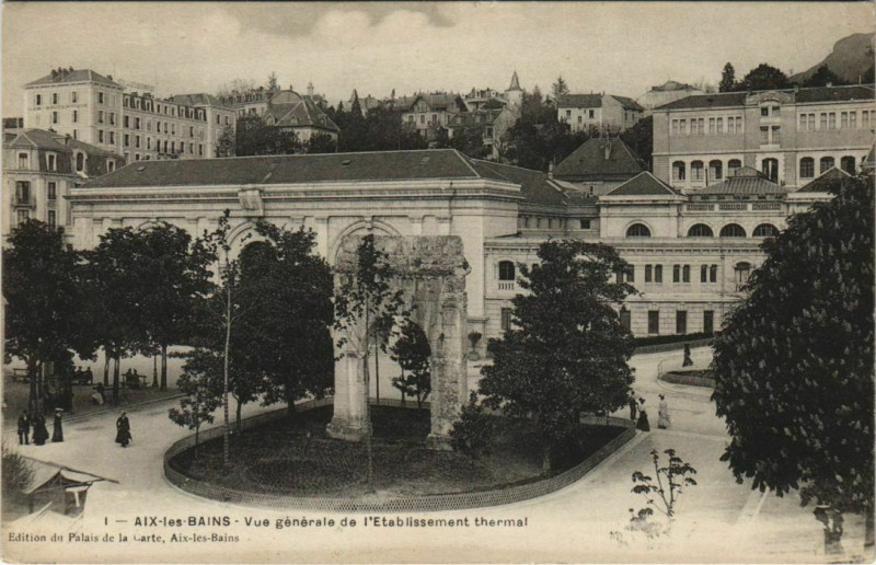 Carte postale ancienne Aix-les-Bains Vue Generale de l'Etablissement Thermal à Aix-les-Bains