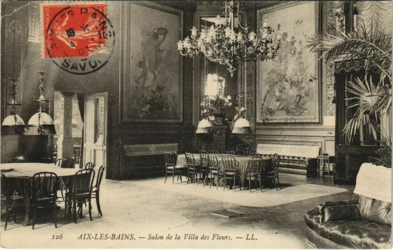 Carte postale ancienne Aix-les-Bains Salon de la Villa des Fleurs à Aix-les-Bains