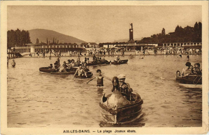 Carte postale ancienne Aix-les-Bains La Plage - Joyeux Ebats à Aix-les-Bains