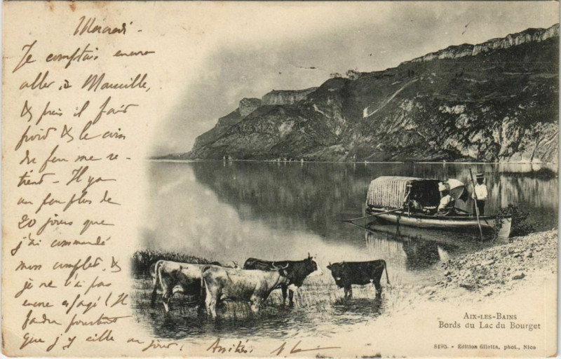 Carte postale ancienne Aix-les-Bains Bords du Lac du Bourget à Aix-les-Bains