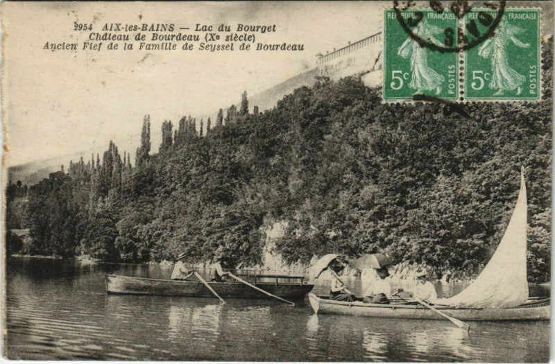 Carte postale ancienne Aix-les-Bains Lac du Bourget - Chateau de Bourdeaue à Aix-les-Bains