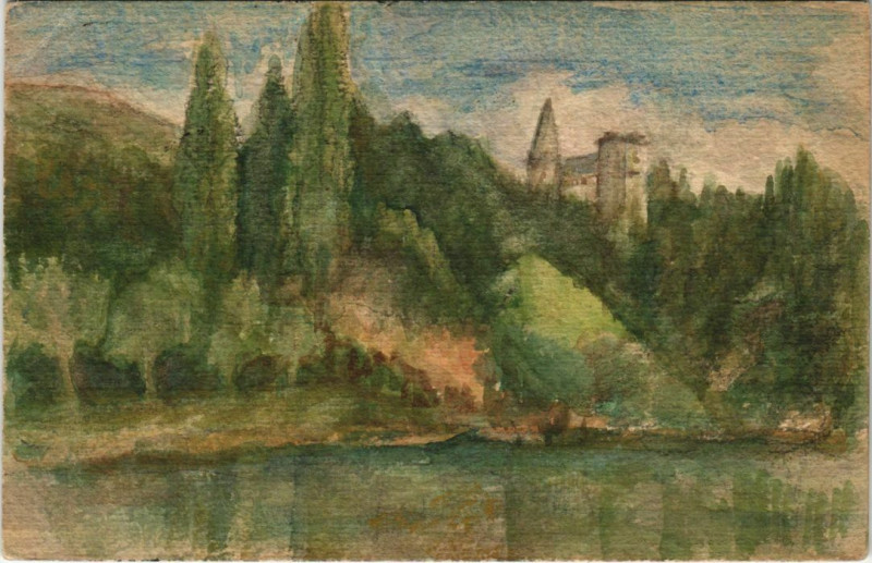 Carte postale ancienne Aix-les-Bains Chateau - Lac à Aix-les-Bains