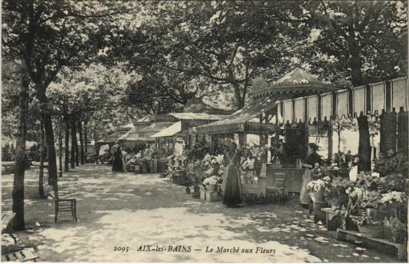 Carte postale ancienne Aix-les-Bains Le Marche aux Fleurs à Aix-les-Bains