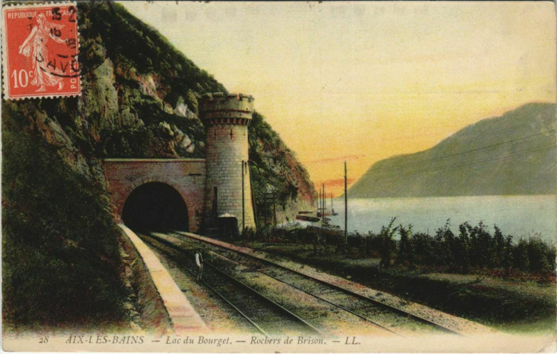 Carte postale ancienne Aix-les-Bains Lac du Bourget - Rochers de Brison à Aix-les-Bains
