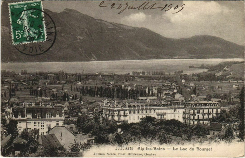 Carte postale ancienne Aix-les-Bains Le Lac du Bourget à Aix-les-Bains