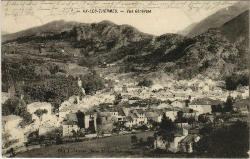 Carte postale ancienne Ax-les-Thermes Vue Generale