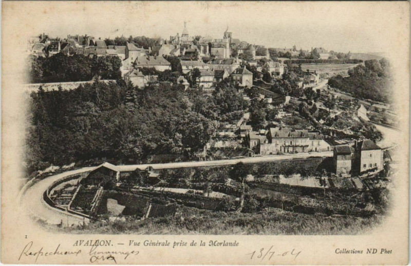 Carte postale ancienne Avallon Vue Generale prise de la Morlande France à Avallon