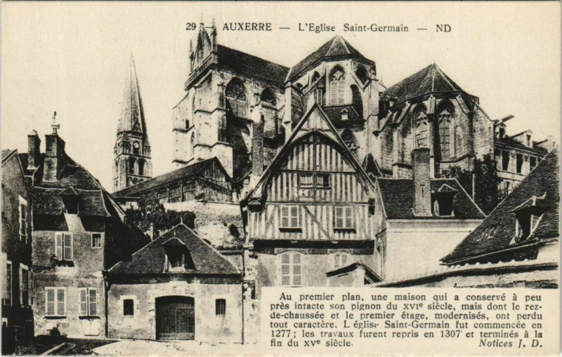Carte postale ancienne Auxerre L'Eglise Saint-Germain France à Auxerre
