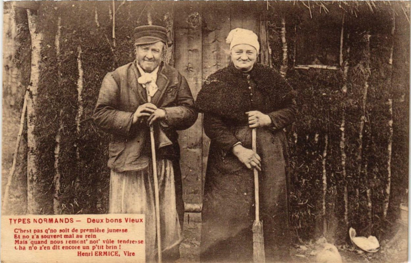 Carte postale ancienne Types Normands Deux bons vieux Folklore