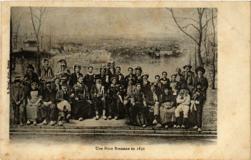 Carte postale ancienne Une Noce Bressane en 1830 Folklore