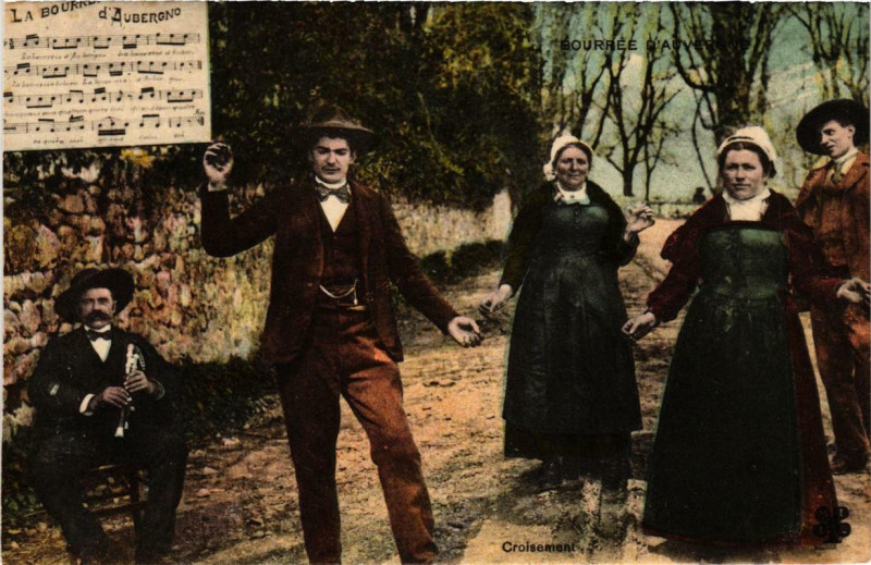 Carte postale ancienne Bourree d'Auvergne Folklore