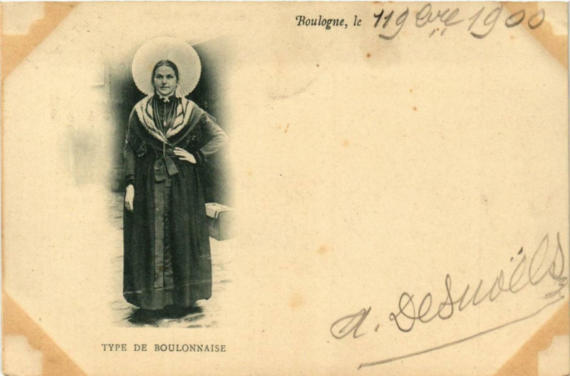 Carte postale ancienne Type de Boulonnaise Folklore