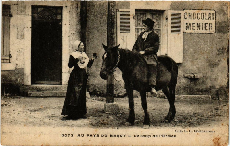 Carte postale ancienne Au Pays du Berry Le coup de l'Etrier Folklore