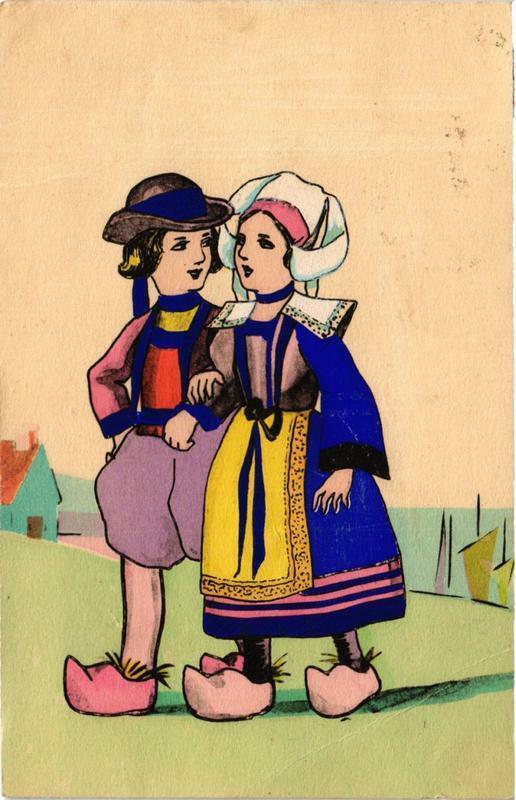 Carte postale ancienne A girl and a boy Folklore