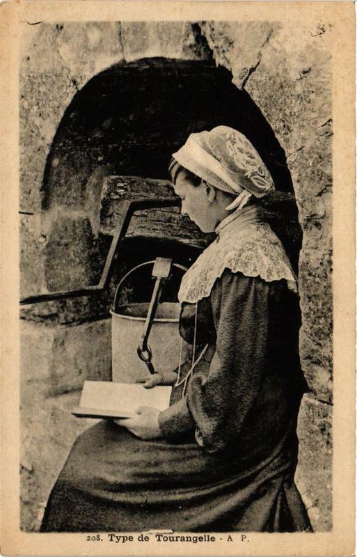 Carte postale ancienne Type de Tourangelle Folklore