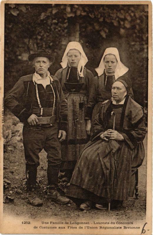 Carte postale ancienne Une Famille de Langonnet Folklore