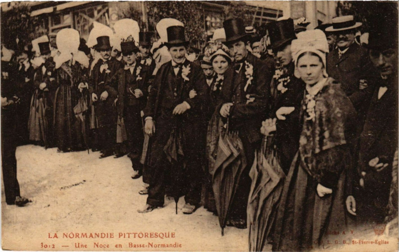 Carte postale ancienne Une Noce en Basse-Normandie France Folklore