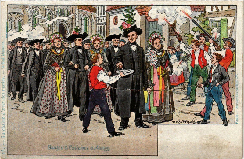 Carte postale ancienne Usages & Costumes d'Alsace France Folklore