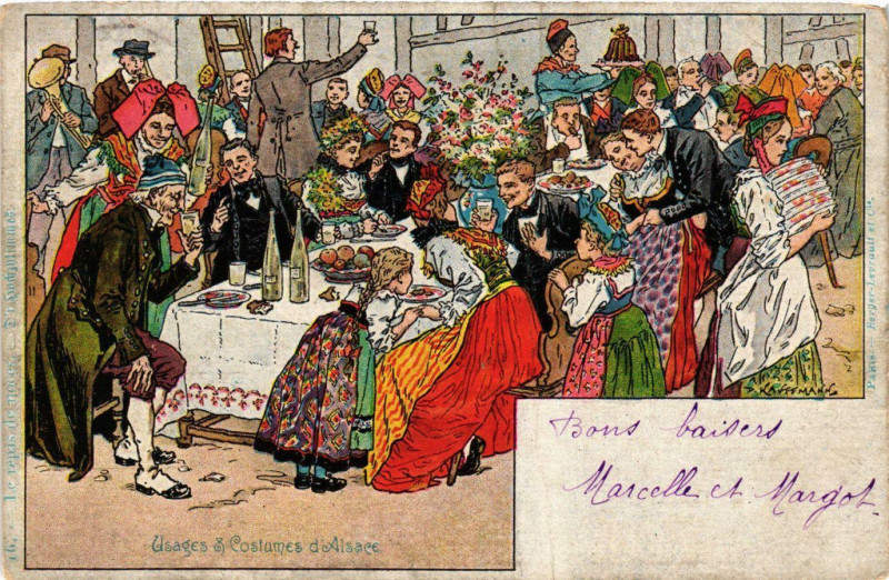 Carte postale ancienne Usages & Costumes d'Alsace France Folklore