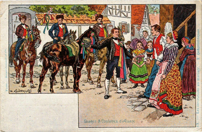 Carte postale ancienne Usages & Costumes d'Alsace France Folklore
