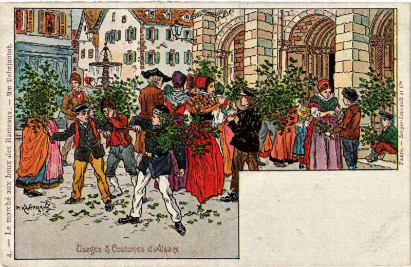 Carte postale ancienne Usages et Costumes d'Alsace France Folklore
