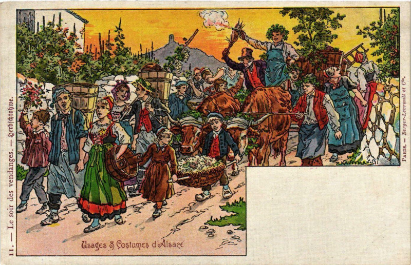 Carte postale ancienne Usages et Costumes d'Alsace France Folklore