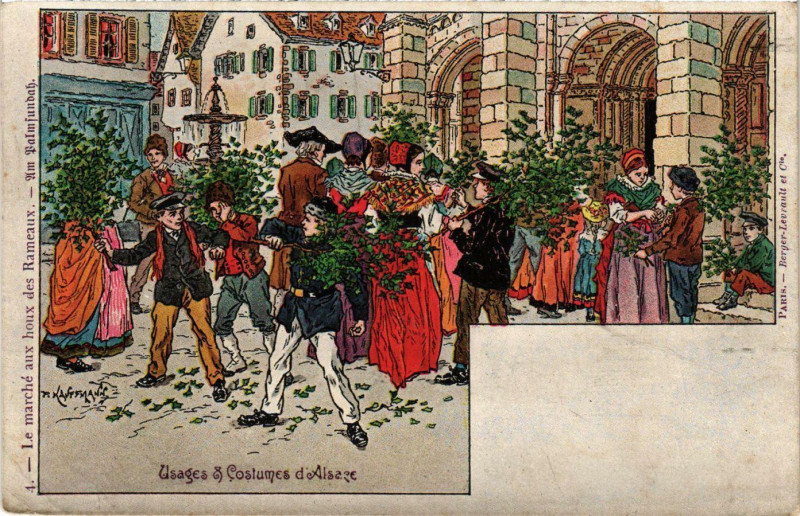 Carte postale ancienne Usages et Costumes d'Alsace France Folklore