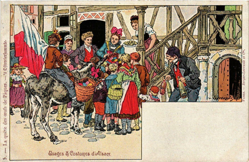 Carte postale ancienne Usages et Costumes d'Alsace France Folklore