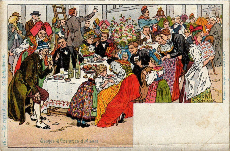 Carte postale ancienne Usages et Costumes d'Alsace France Folklore