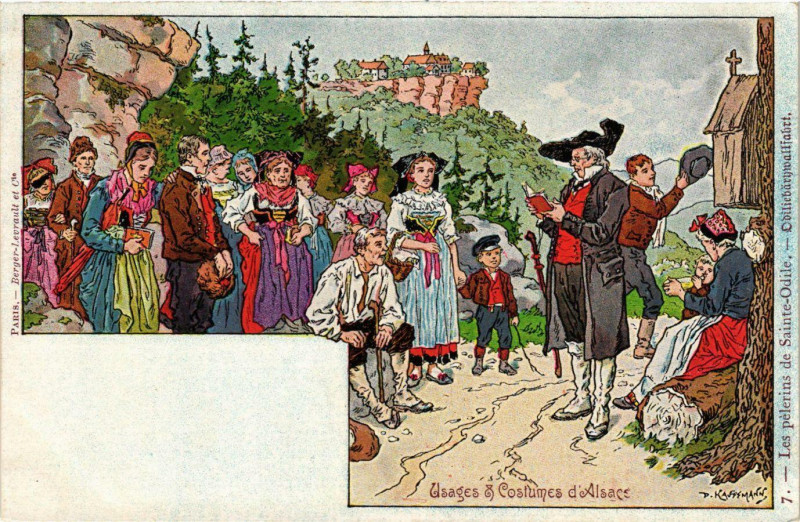 Carte postale ancienne Usages et Costumes d'Alsace France Folklore