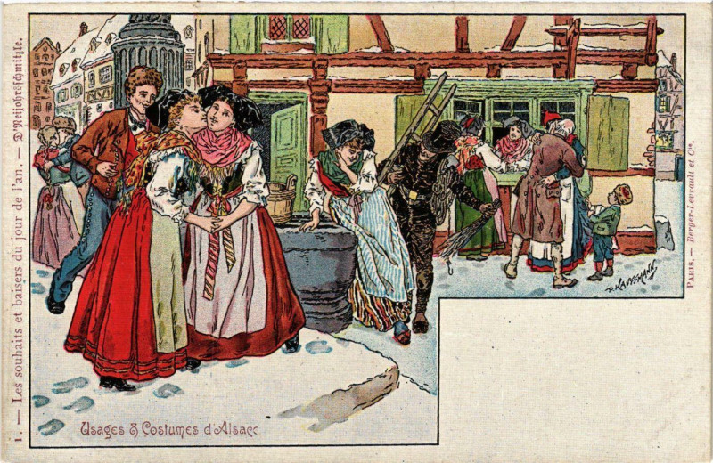 Carte postale ancienne Usages et Costumes d'Alsace France Folklore