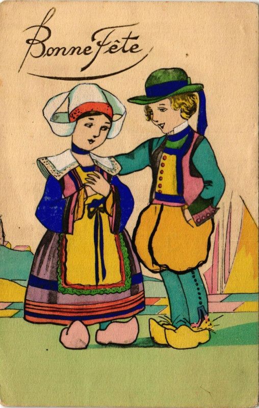 Carte postale ancienne Bonne Fete France Folklore