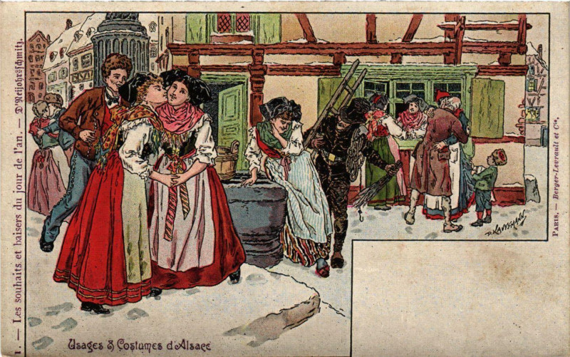 Carte postale ancienne Usages et Costumes d'Alsace France Folklore