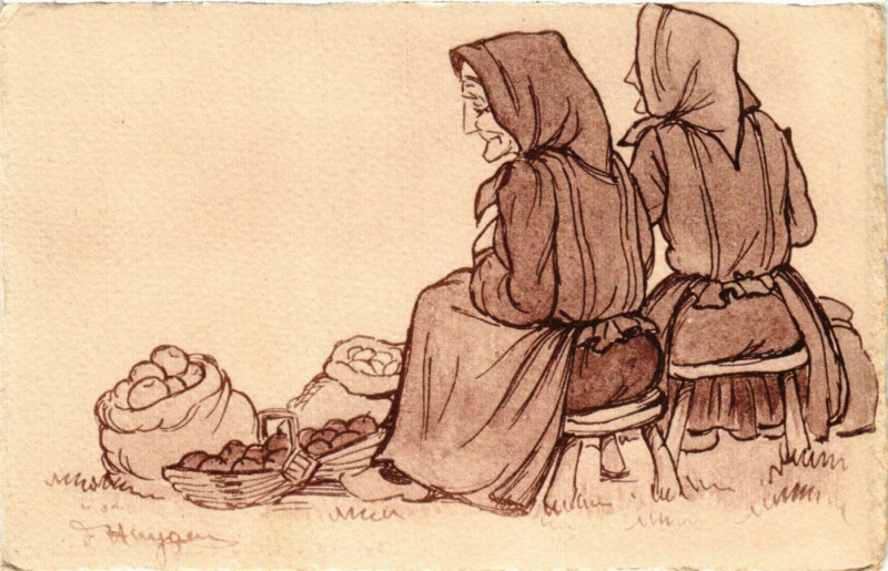 Carte postale ancienne Au Marché France Folklore